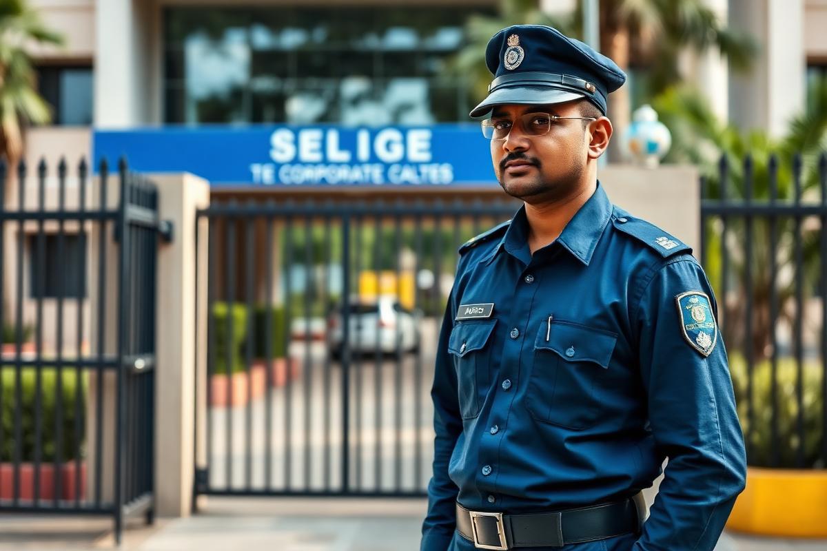 Security Guard — SARASPRO trained personnel on duty in Pune, Maharashtra